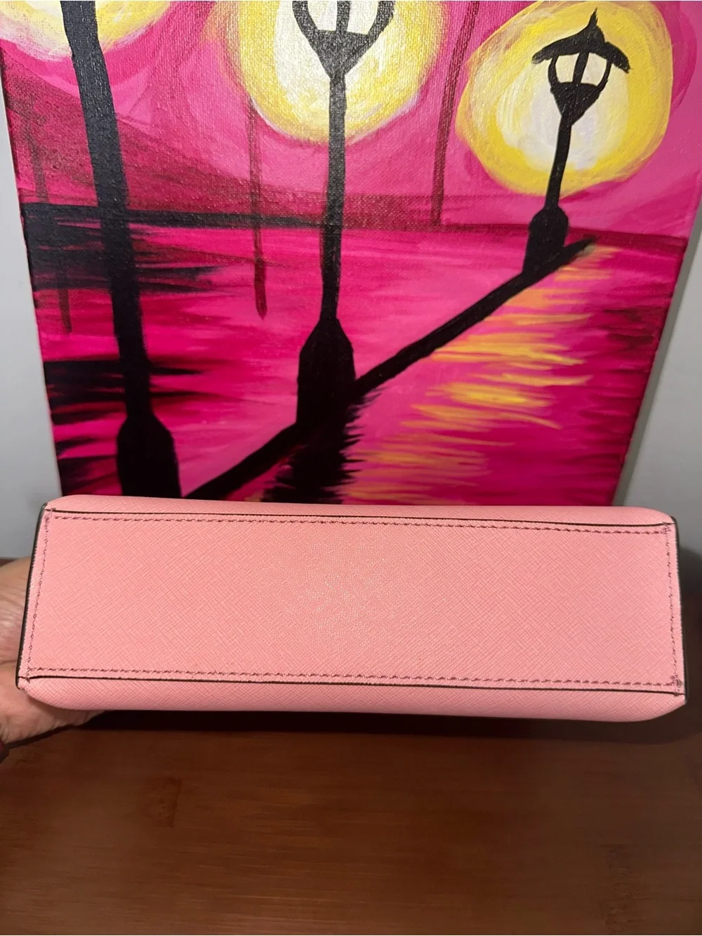 henri bendel Pink Saffiano Zip Cosmetic Case